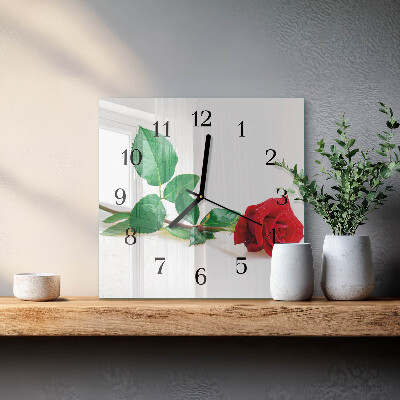 Quadrato orologio in vetro decorativo Rosa
