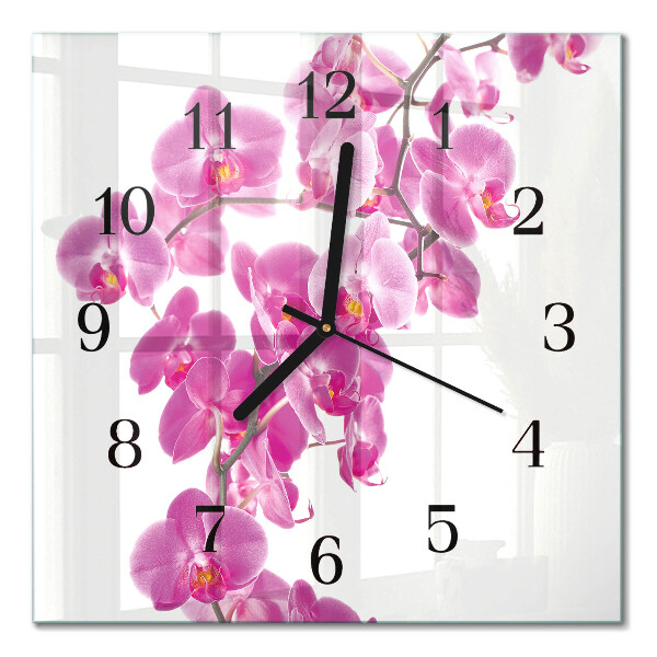 Orologio quadrato in vetro Orchidea