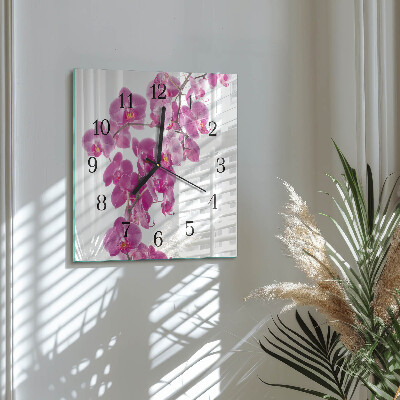 Orologio quadrato in vetro Orchidea