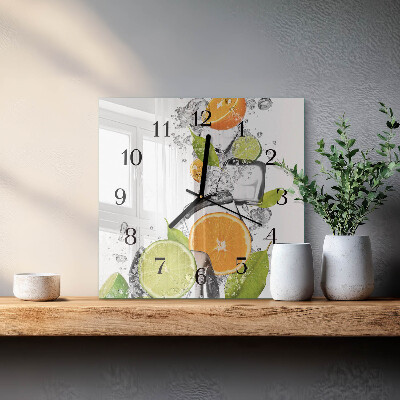 Quadrato orologio in vetro decorativo Agrumi