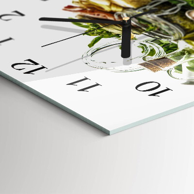 Quadrato orologio in vetro decorativo Pasta con olio d'oliva