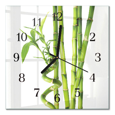 Quadrato orologio in vetro decorativo Bambù