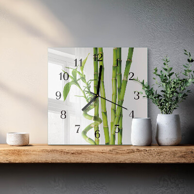 Quadrato orologio in vetro decorativo Bambù