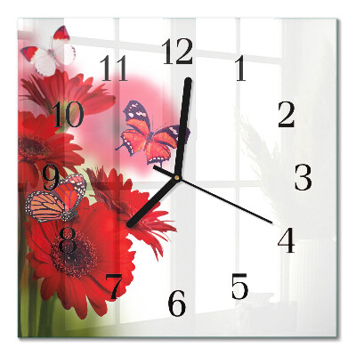 Quadrato orologio da parete Gerbera
