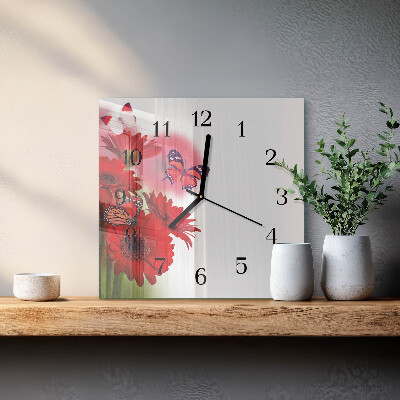Quadrato orologio da parete Gerbera