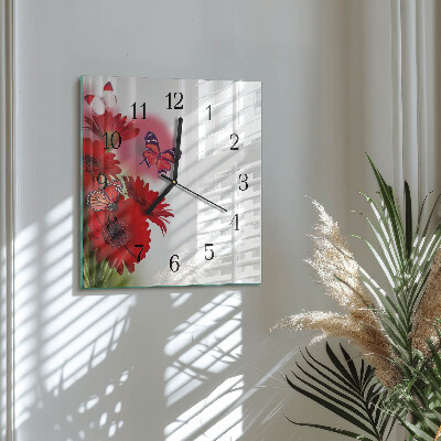 Quadrato orologio da parete Gerbera