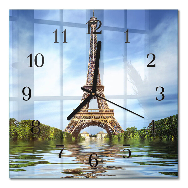 Quadrato orologio in vetro decorativo Torre Eiffel