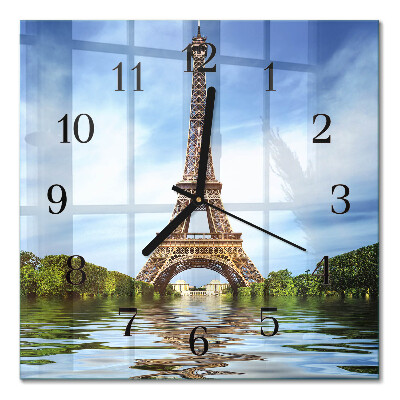 Quadrato orologio in vetro decorativo Torre Eiffel
