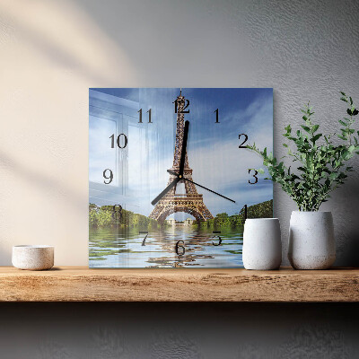 Quadrato orologio in vetro decorativo Torre Eiffel