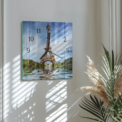 Quadrato orologio in vetro decorativo Torre Eiffel