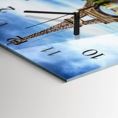 Quadrato orologio in vetro decorativo Torre Eiffel