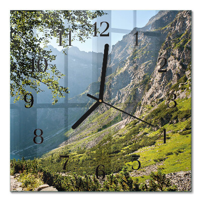 Quadrato orologio da parete Montagne