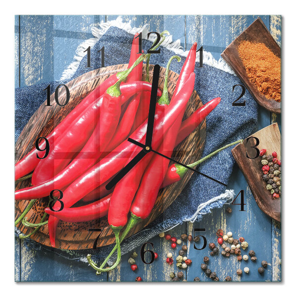 Quadrato orologio da parete Peperoncino