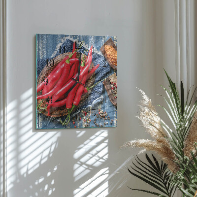 Quadrato orologio da parete Peperoncino