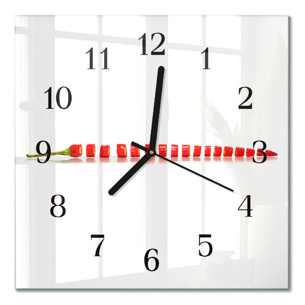 Quadrato orologio in vetro decorativo Peperoncino