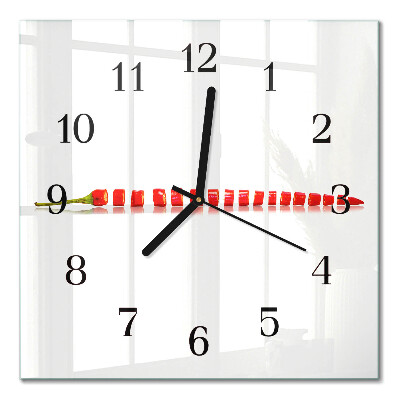 Quadrato orologio in vetro decorativo Peperoncino