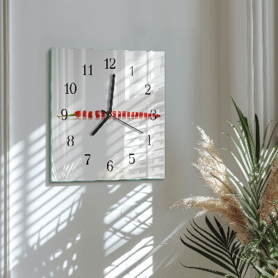 Quadrato orologio in vetro decorativo Peperoncino