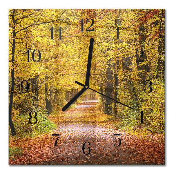 Quadrato orologio in vetro decorativo Sentiero nel bosco