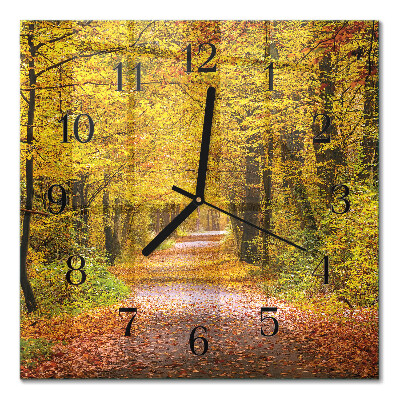 Quadrato orologio in vetro decorativo Sentiero nel bosco
