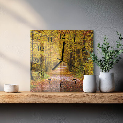 Quadrato orologio in vetro decorativo Sentiero nel bosco