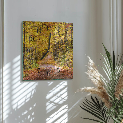 Quadrato orologio in vetro decorativo Sentiero nel bosco