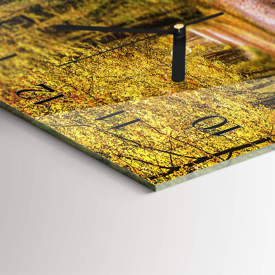 Quadrato orologio in vetro decorativo Sentiero nel bosco