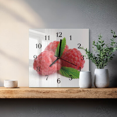 Quadrato orologio in vetro decorativo Lamponi