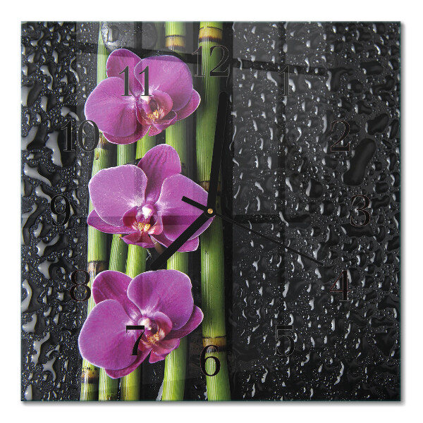 Quadrato orologio da parete Orchidea