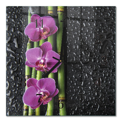 Quadrato orologio da parete Orchidea