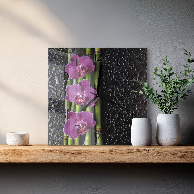 Quadrato orologio da parete Orchidea