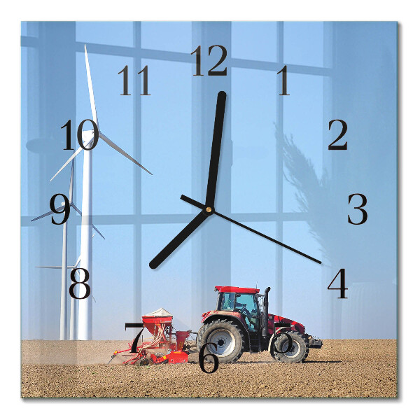 Quadrato orologio in vetro decorativo Campo di trattori