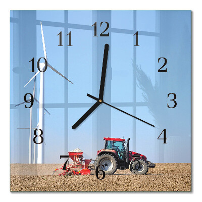 Quadrato orologio in vetro decorativo Campo di trattori
