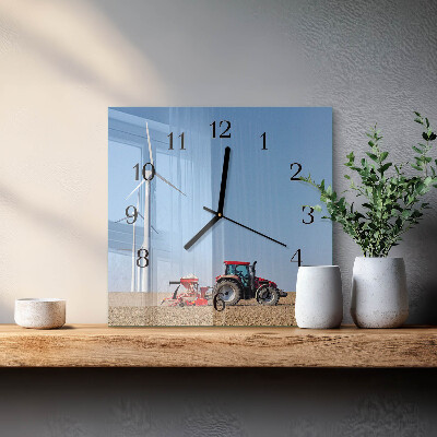 Quadrato orologio in vetro decorativo Campo di trattori