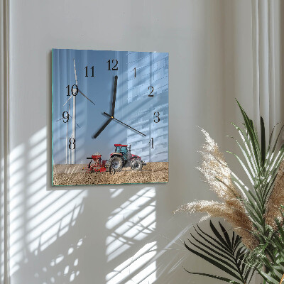 Quadrato orologio in vetro decorativo Campo di trattori