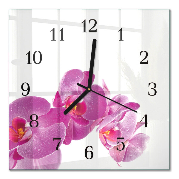 Quadrato orologio da parete Orchidea