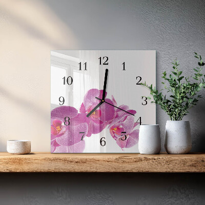 Quadrato orologio da parete Orchidea