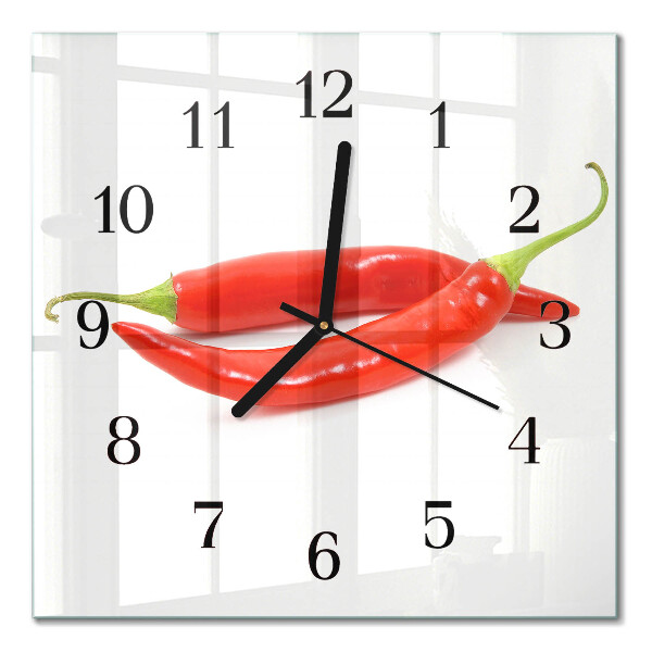 Quadrato orologio in vetro decorativo Peperoncino