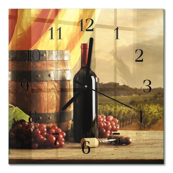 Quadrato orologio in vetro decorativo Una botte di vino