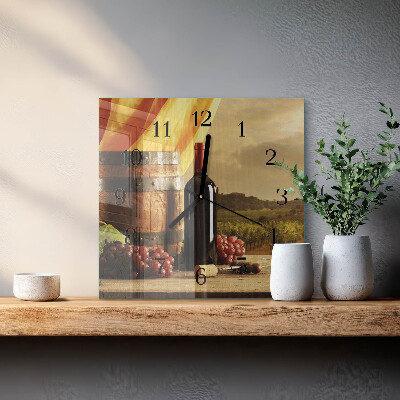 Quadrato orologio in vetro decorativo Una botte di vino