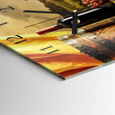 Quadrato orologio in vetro decorativo Una botte di vino