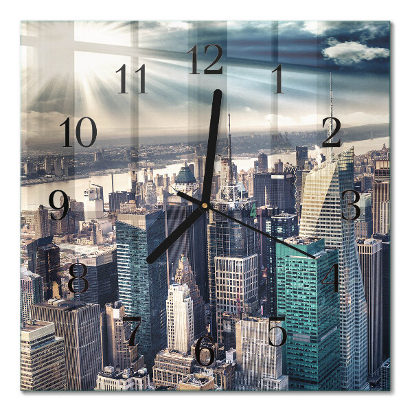 Quadrato orologio in vetro decorativo Città