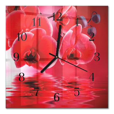 Orologio quadrato in vetro Orchidea