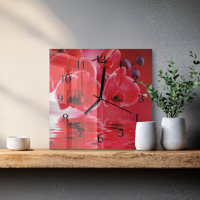 Orologio quadrato in vetro Orchidea
