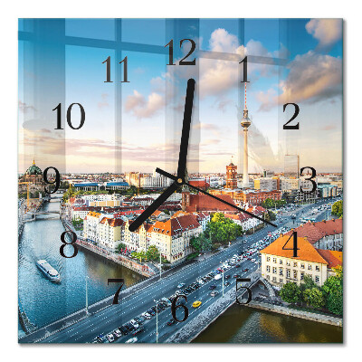Quadrato orologio in vetro decorativo Un fiume in città