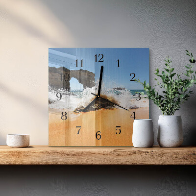 Quadrato orologio in vetro decorativo Spiaggia