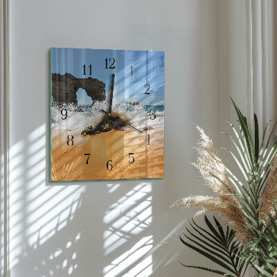 Quadrato orologio in vetro decorativo Spiaggia