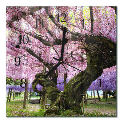 Quadrato orologio da parete Alberi