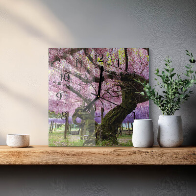 Quadrato orologio da parete Alberi