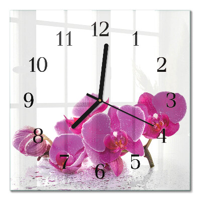 Orologio quadrato in vetro Orchidea