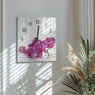 Orologio quadrato in vetro Orchidea